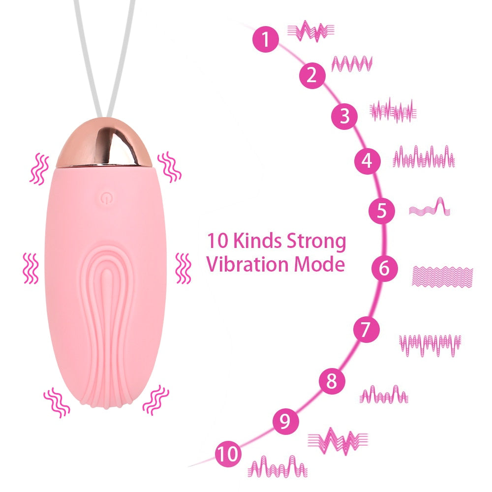 รีโมทคอนโทรลไร้สาย เครื่องนวดไข่สั่น 10 ระดับ ชาร์จ USB ของเล่นทางเพศสำหรับผู้หญิง กระตุ้นคลิตอริส จุด G เครื่องนวดช่องคลอด
