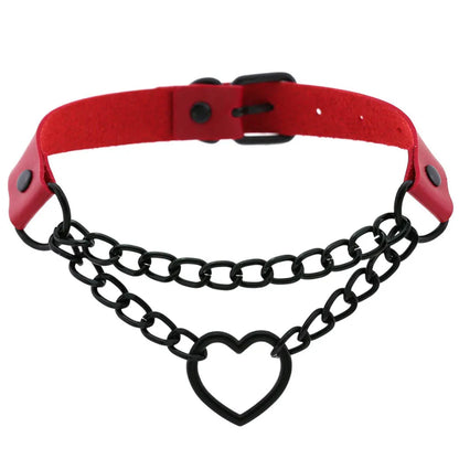 สร้อยคอโช้คเกอร์ BDSM พังก์แบล็กเมทัลพู่สีแดง เซ็กซี่ ประดับหมุด สายรัดคอ ปกคอเสื้อ สร้อยคอผู้ชาย ฮาโลวีนผู้หญิง