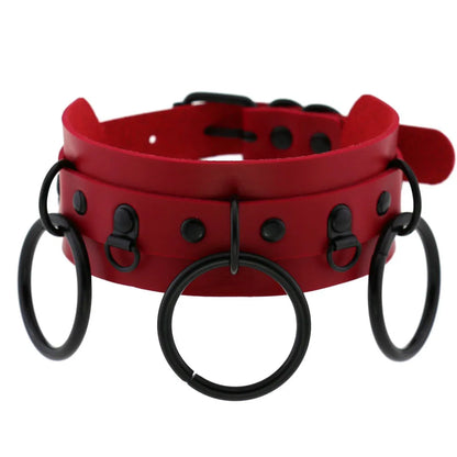 สร้อยคอโช้คเกอร์ BDSM พังก์แบล็กเมทัลพู่สีแดง เซ็กซี่ ประดับหมุด สายรัดคอ ปกคอเสื้อ สร้อยคอผู้ชาย ฮาโลวีนผู้หญิง
