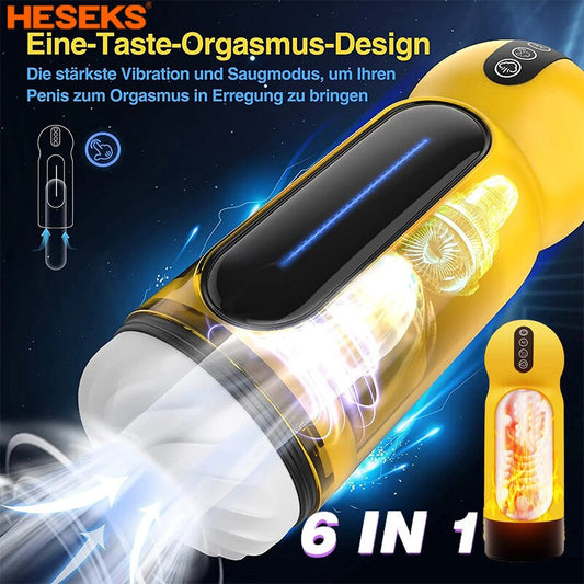 Automatic Masturbator Male, 10 Powerful Vibrations, Soft Pocket Pussy Sex Toy, Realistic Vagina, Blowjob, Oral Adult Toy