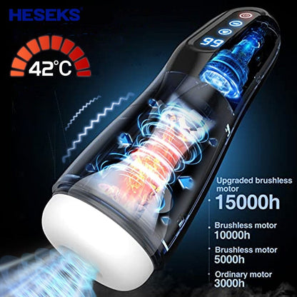 Automatic Male Masturbators 9 Suction and Vibration, Heating, Real Pussy, Vaginas, Adult Male Sex Toys for Men 18+