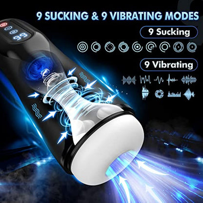 Automatic Male Masturbators 9 Suction and Vibration, Heating, Real Pussy, Vaginas, Adult Male Sex Toys for Men 18+