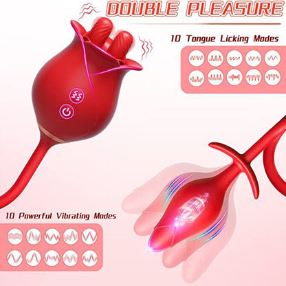 Rose Lick Tongue Vibrator Female Nipple Sucking Penis G Spot Clitoris Masturbation Female Sex Toy