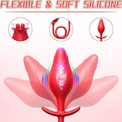 Rose Lick Tongue Vibrator Female Nipple Sucking Penis G Spot Clitoris Masturbation Female Sex Toy