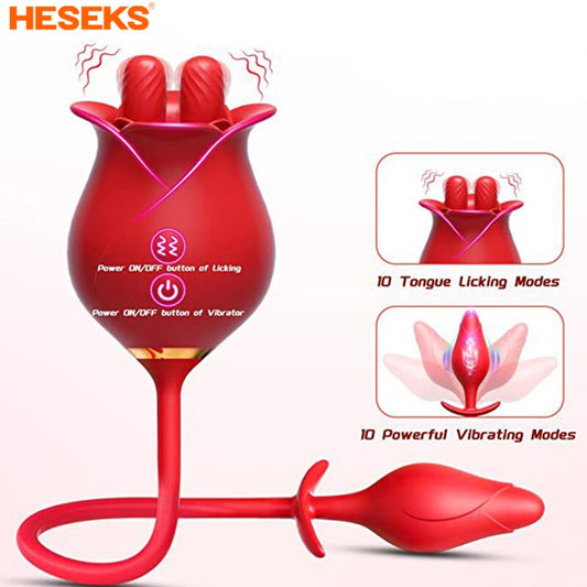 Rose Lick Tongue Vibrator Female Nipple Sucking Penis G Spot Clitoris Masturbation Female Sex Toy