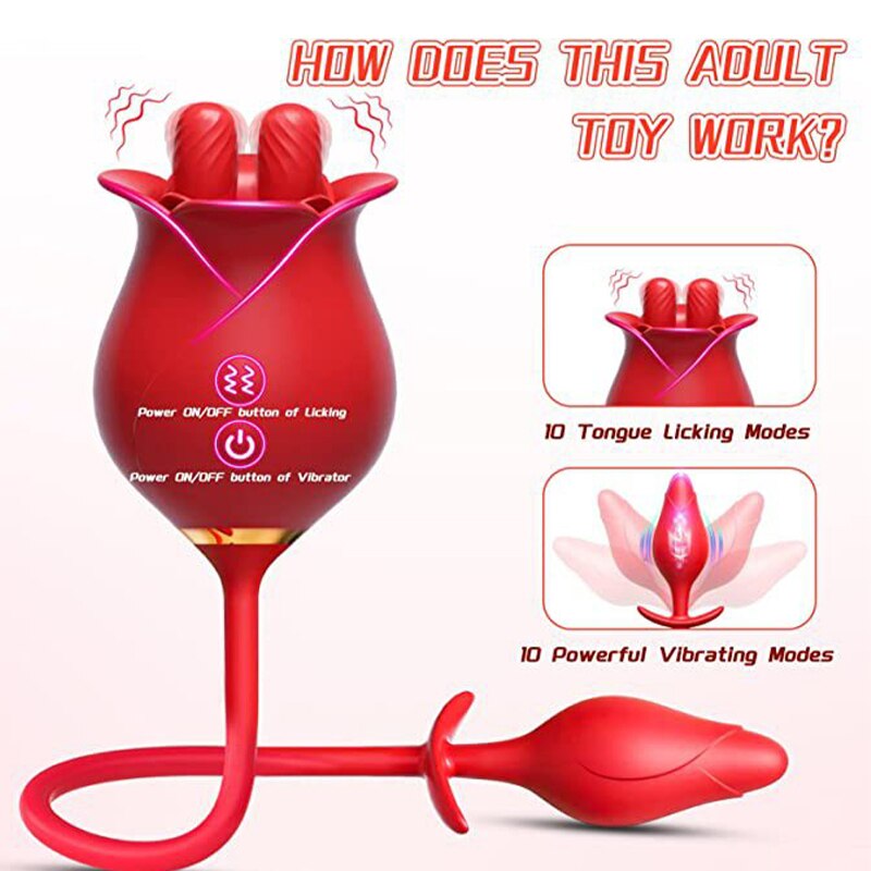 Rose Lick Tongue Vibrator Female Nipple Sucking Penis G Spot Clitoris Masturbation Female Sex Toy