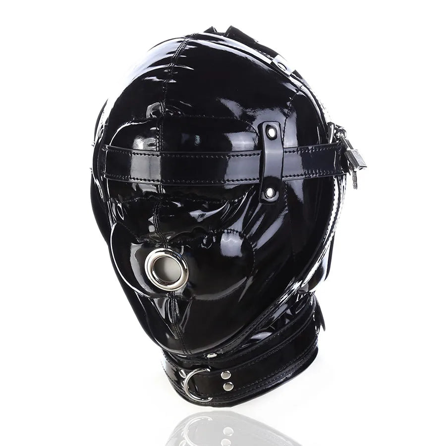 หน้ากากหนังบุนวมที่ครอบตา.สายรัดศีรษะแบบ gag. BDSM Bondage. ของเล่นทางเพศสำหรับคู่รักและอุปกรณ์เสริม