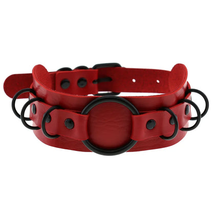 สร้อยคอโช้คเกอร์ BDSM พังก์แบล็กเมทัลพู่สีแดง เซ็กซี่ ประดับหมุด สายรัดคอ ปกคอเสื้อ สร้อยคอผู้ชาย ฮาโลวีนผู้หญิง