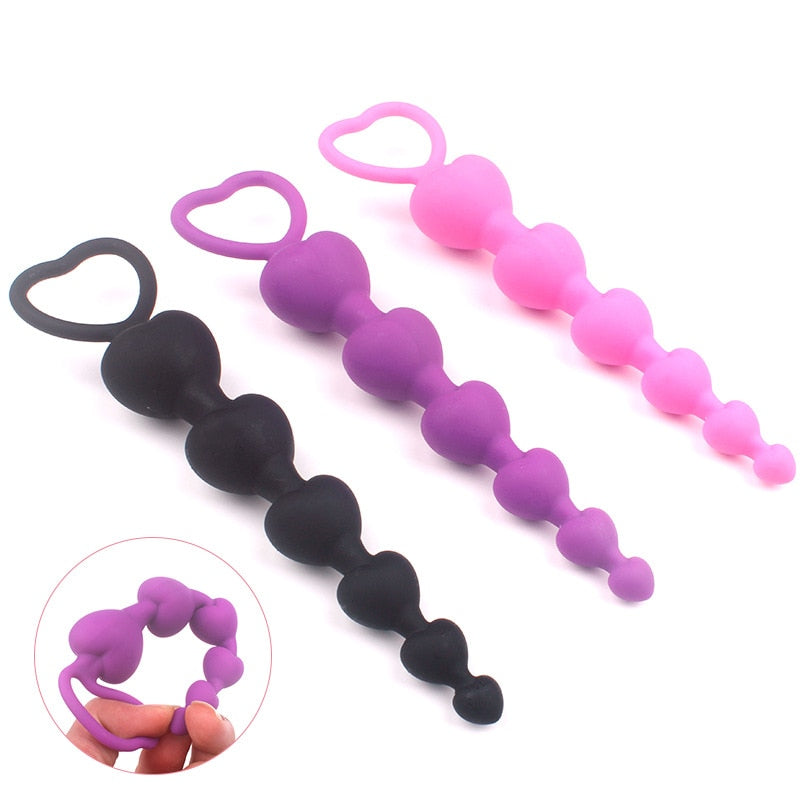Heart Beads ปลั๊กทวารนุ่มของเล่นทางทวารหนัก ลูกปัดใหญ่ ซิลิโคน กระตุ้นจุด G ปลั๊กเสียบก้น เซ็กซ์ผู้ใหญ่ คู่รัก เซ็กซี่