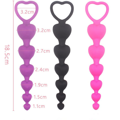 Heart Beads ปลั๊กทวารนุ่มของเล่นทางทวารหนัก ลูกปัดใหญ่ ซิลิโคน กระตุ้นจุด G ปลั๊กเสียบก้น เซ็กซ์ผู้ใหญ่ คู่รัก เซ็กซี่