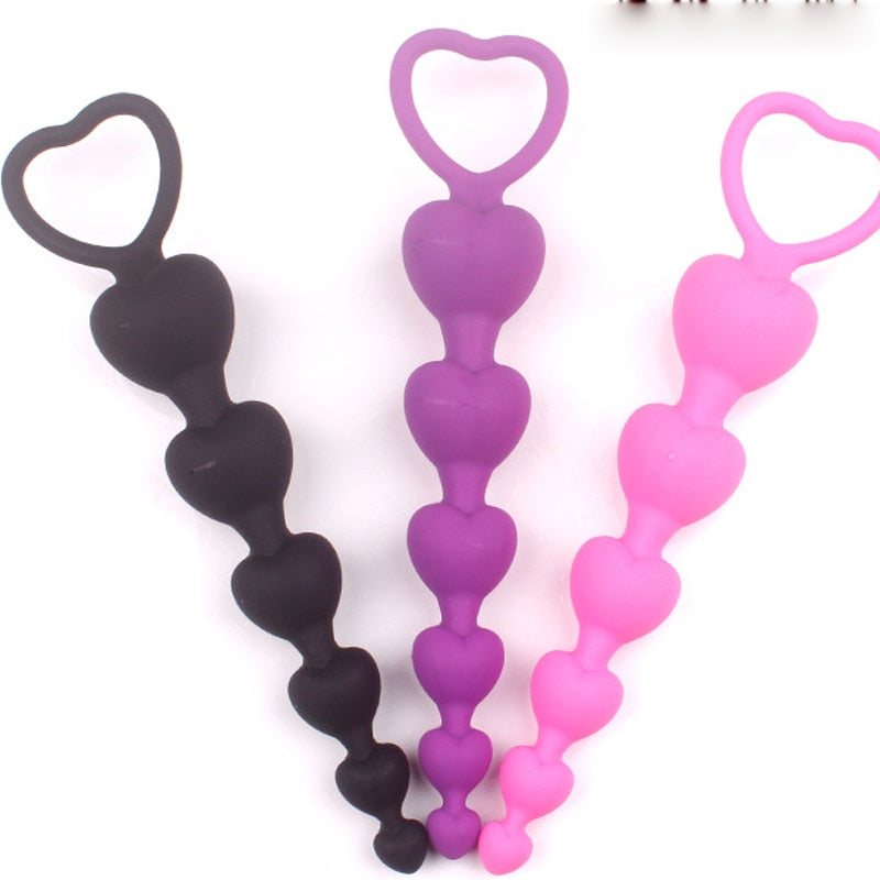 Heart Beads ปลั๊กทวารนุ่มของเล่นทางทวารหนัก ลูกปัดใหญ่ ซิลิโคน กระตุ้นจุด G ปลั๊กเสียบก้น เซ็กซ์ผู้ใหญ่ คู่รัก เซ็กซี่
