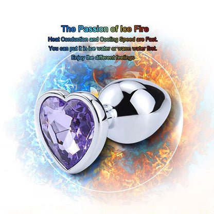 อุปกรณ์ทางเพศ Heart Shaped Metal Anal Plug จุกทวารโลหะรูปหัวใจ สเตนเลสเรียบเนียน จุกเสียบก้นหางคริสตัลสำหรับผู้หญิง/ผู้ชาย ทวารเทียม