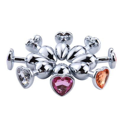 อุปกรณ์ทางเพศ Heart Shaped Metal Anal Plug จุกทวารโลหะรูปหัวใจ สเตนเลสเรียบเนียน จุกเสียบก้นหางคริสตัลสำหรับผู้หญิง/ผู้ชาย ทวารเทียม