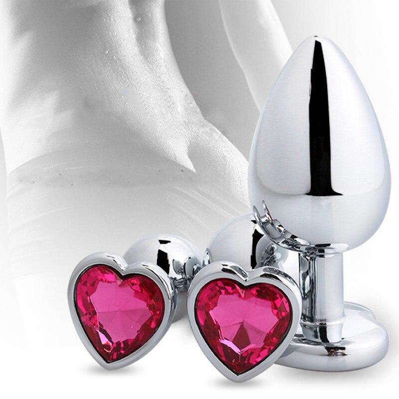 อุปกรณ์ทางเพศ Heart Shaped Metal Anal Plug จุกทวารโลหะรูปหัวใจ สเตนเลสเรียบเนียน จุกเสียบก้นหางคริสตัลสำหรับผู้หญิง/ผู้ชาย ทวารเทียม