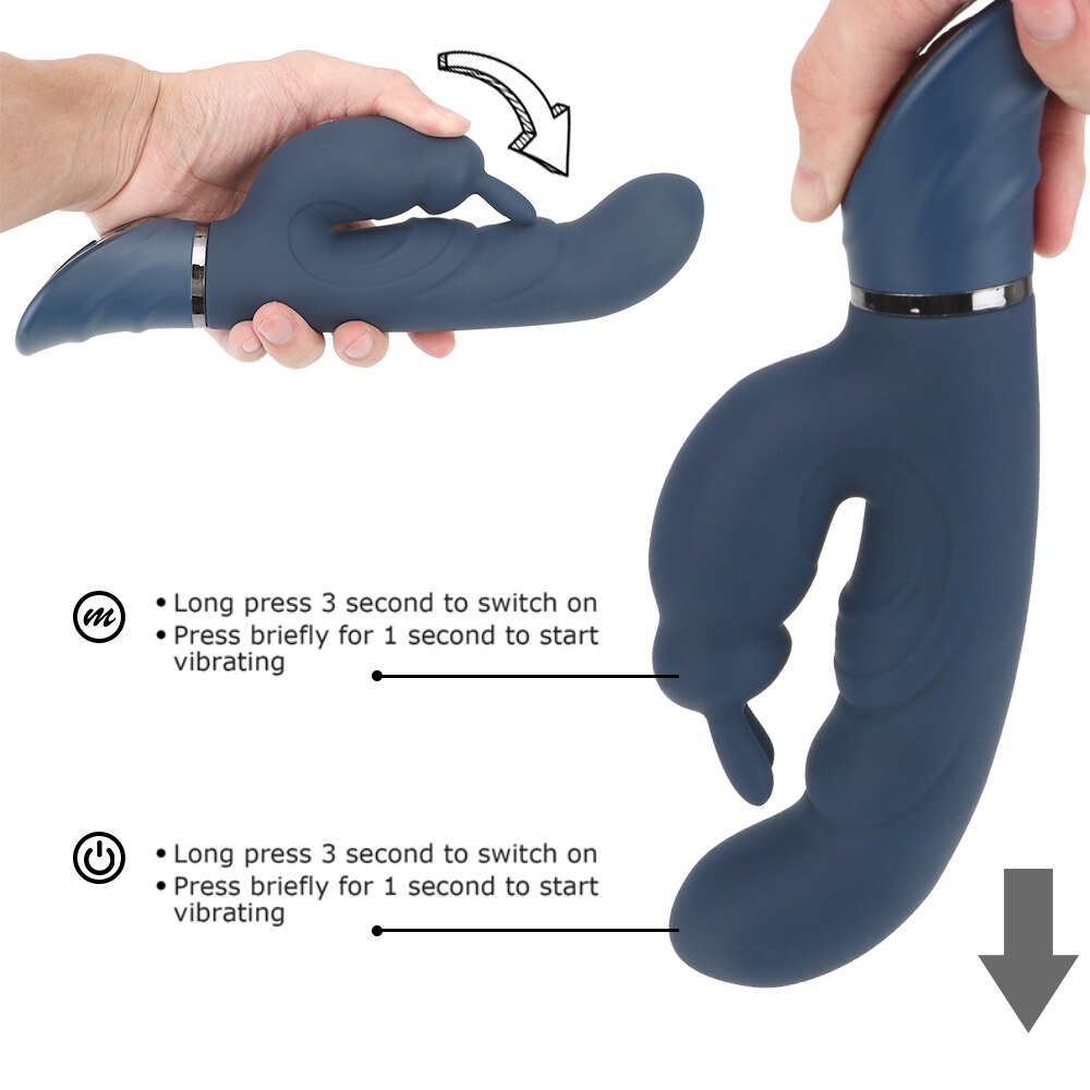 IKOKY กระต่ายสั่น Dildo G-spot สำหรับผู้หญิง 10 โหมดการสั่น กันน้ำ กระต่ายสั่น เครื่องกระตุ้นคลิทอริส ของเล่นทางเพศ