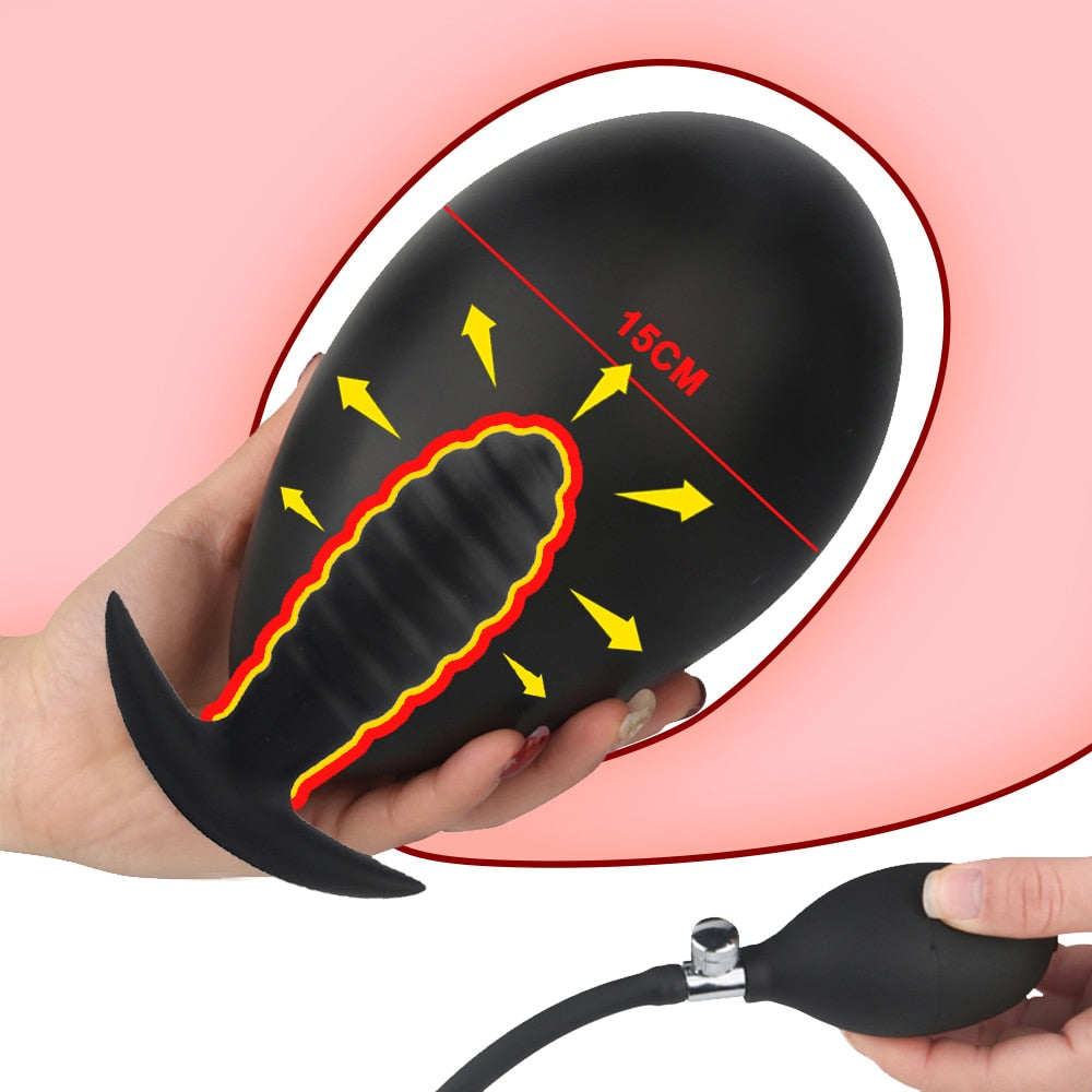 Inflatable Anal Plug, ปลั๊กซิลิโคน Super Big Butt, Dildo, เครื่องนวดต่อมลูกหมาก, Anus Extender Dilatador, ของเล่นทางเพศสำหรับผู้หญิง