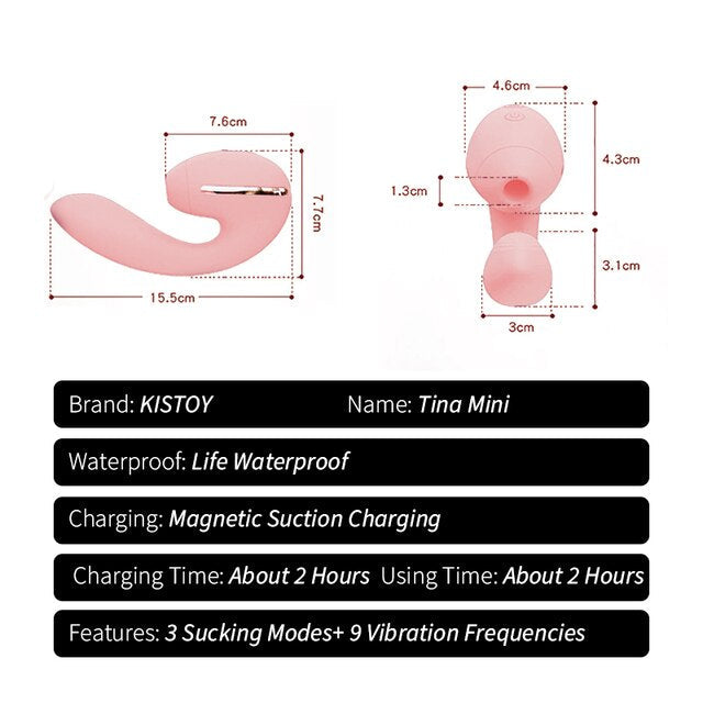 KISTOY Tina เครื่องดูดสั่นสำหรับผู้หญิง แรงสั่นสะเทือนทรงพลัง กระตุ้น G-spot และ Clitoris เซ็กส์ทอย