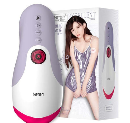 อุปกรณ์ช่วยตัวเอง LeTen แบบถ้วยดูด/สอดอัตโนมัติแบบหดได้ มีระบบทำความร้อน เลียนแบบการออรัลเซ็กซ์จากลำคอส่วนลึก การดูด และการกระแทก สำหรับผู้ใหญ่