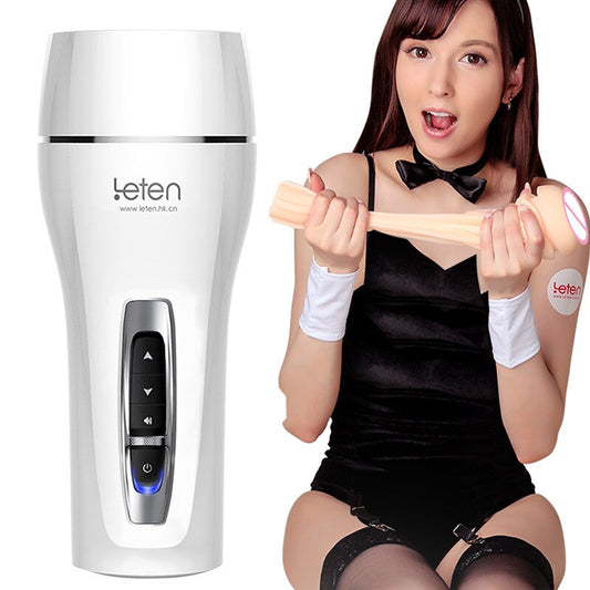 Leten Clamp Sucking Vibrating Male Masturbator Cup ช่องคลอดเสมือนจริงสำหรับผู้ชาย เครื่องช่วยสำเร็จความใคร่ชาย ร้านค้าเซ็กส์ทอยสำหรับผู้ชาย