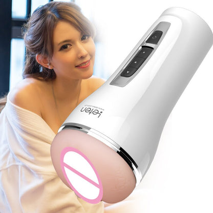 Leten Clamp Sucking Vibrating Male Masturbator Cup ช่องคลอดเสมือนจริงสำหรับผู้ชาย เครื่องช่วยสำเร็จความใคร่ชาย ร้านค้าเซ็กส์ทอยสำหรับผู้ชาย