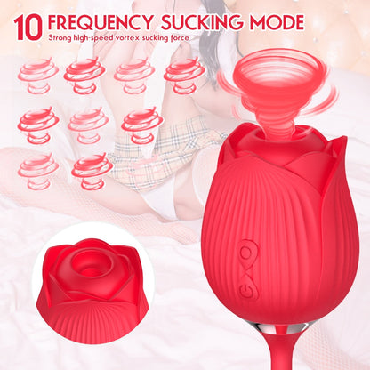 ของเล่นผู้หญิงสำเร็จความใคร่ Rose Sucking Vibrator เครื่องสั่น 10 ระดับ เครื่องดูดกระตุ้นปุ่มกระสัน เครื่องเป่ากระตุ้นคลิตอริสผู้หญิง