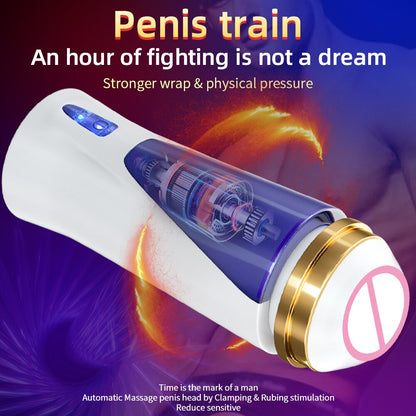 Automatic Male Masturbator Cup Space Masturbation แฮนด์ฟรี Stroker 3 โหมดการสอดใส่ที่ทรงพลัง ช่องคลอดเสมือนจริงของเล่นทางเพศสำหรับผู้ชาย