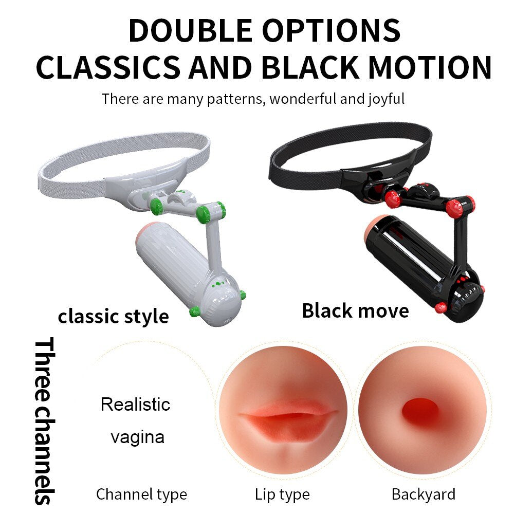 New Automatic Telescopic Wearable Male Masturbator Adjustable Articulate Arm Oral Anal Sex Machine Sex Toys for Men Masturbation