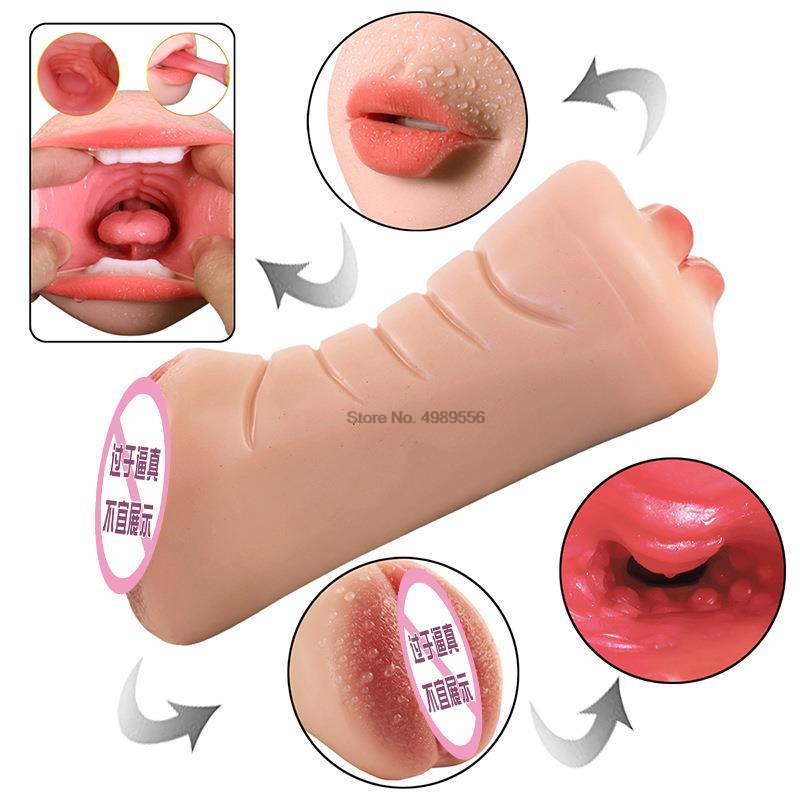 Silicone Soft Tongue Male Vagina Sex Toy Pocket Pussy Male Oral Masturbation Device For Adult Men 3D Masturbation Toys Adult