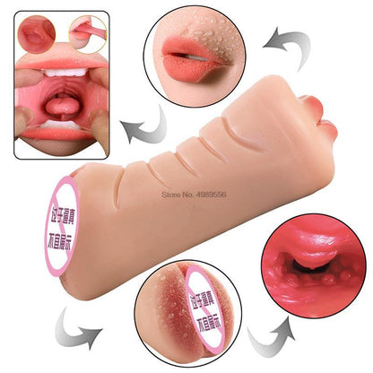 Silicone Soft Tongue Male Vagina Sex Toy Pocket Pussy Male Oral Masturbation Device For Adult Men 3D Masturbation Toys Adult