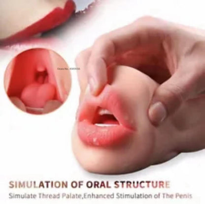 Silicone Soft Tongue Male Vagina Sex Toy Pocket Pussy Male Oral Masturbation Device For Adult Men 3D Masturbation Toys Adult