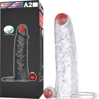 Penis Vibrator Extender Sleeve Delay Ejaculation Reusable ถุงยางอนามัยขยาย Cock แหวนของเล่นสำหรับผู้ใหญ่สำหรับผู้ใหญ่ Dick Enlarger