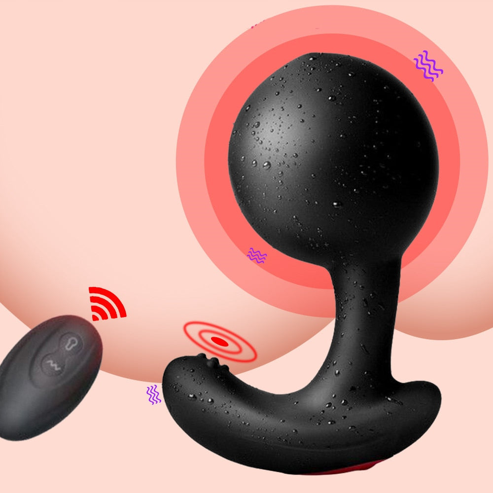 รีโมทคอนโทรลไร้สายชาย Prostate Massager Inflatable Anal เสียบ Vibrating Butt Plug Anal ขยาย Vibrator เพศของเล่นสำหรับชาย