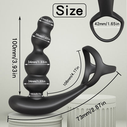 ชายเครื่องนวดต่อมลูกหมากแบบสั่น 360° หมุน ปลั๊กทวาร แหวนอวัยวะเพศ ปลั๊กบั้นท้ายแบบสั่น ควบคุมไร้สาย ของเล่นทางเพศสำหรับชาย เครื่องช่วยสำเร็จความใคร่