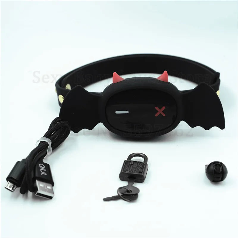 ปลอกคอไฟฟ้า QIUI Little Devil ควบคุมผ่านแอป ปลอกคอ BDSM สำหรับผู้ใหญ่ เกมเพศของเล่นสำหรับคู่รัก เกย์ 18+