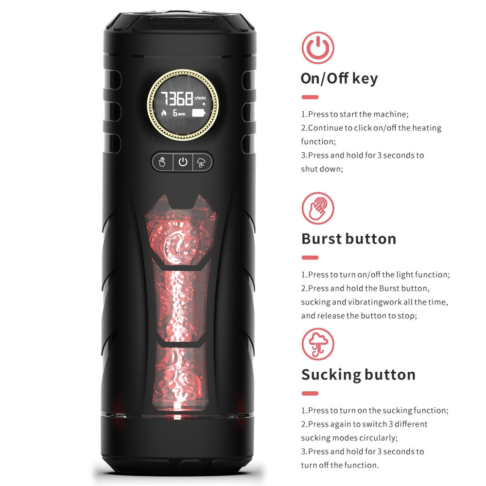 RGB Vibrator Adult Sex Toys for Men Automatic Masturbation Cup Automatic Heating Sucking Male