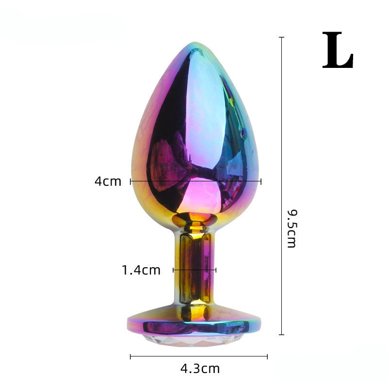 Rose Gold Rainbow รูปหัวใจ คริสตัล โลหะ ลูกปัดทวารเทียม จิวเวลรี่ สำหรับช่องคลอด ก้น ของเล่นทางเพศ ขนาดเล็ก-กลาง สำหรับหญิงและชาย M-21