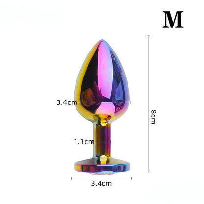 Rose Gold Rainbow รูปหัวใจ คริสตัล โลหะ ลูกปัดทวารเทียม จิวเวลรี่ สำหรับช่องคลอด ก้น ของเล่นทางเพศ ขนาดเล็ก-กลาง สำหรับหญิงและชาย M-21