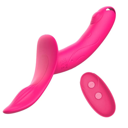 เครื่องนวดสองหัวแบบสวมใส่ 7 โหมด สำหรับผู้หญิง คู่รักเลสเบี้ยน ชาร์จ USB ได้ ดิลโด้แบบรัดไร้สาย อุปกรณ์ช่วยกระตุ้นสำหรับผู้ใหญ่