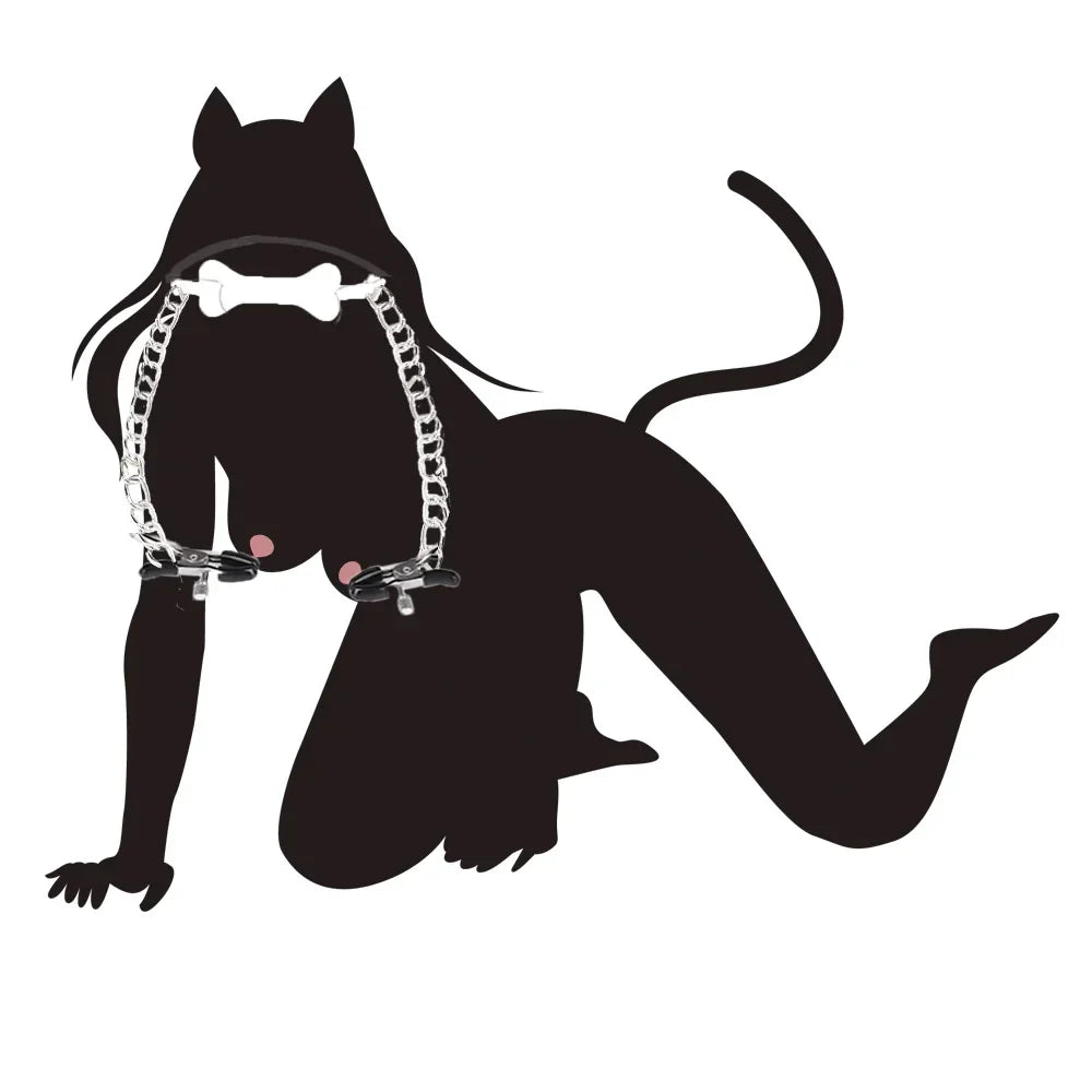 จุกปิดปากหนังสุดเซ็กซี่ SM และที่หนีบหัวนม โบนซิลิโคนสำหรับ BDSM เกม SM พันธนาการสำหรับคู่รัก เพิ่มความสุขทางเพศ