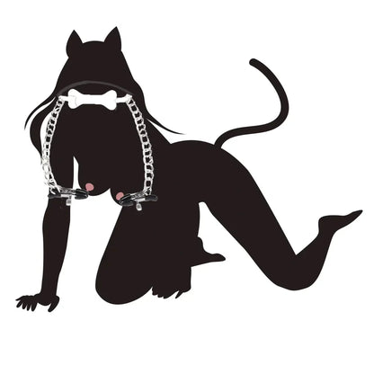 จุกปิดปากหนังสุดเซ็กซี่ SM และที่หนีบหัวนม โบนซิลิโคนสำหรับ BDSM เกม SM พันธนาการสำหรับคู่รัก เพิ่มความสุขทางเพศ