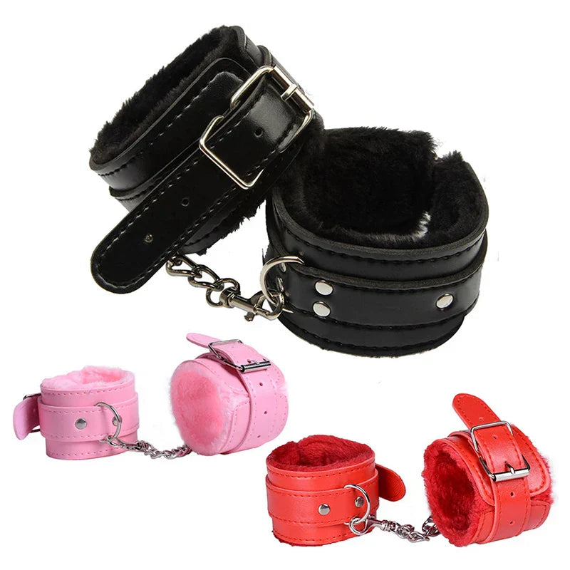 SM กุญแจมือ เซ็กส์ ที่รัดข้อเท้า BDSM อุปกรณ์ควบคุม กุญแจมือกำมะหยี่นุ่ม เกมสำหรับผู้ใหญ่ 18+ ของเล่นทางเพศสำหรับคู่รัก ร้านจำหน่ายอุปกรณ์ทางเพศ
