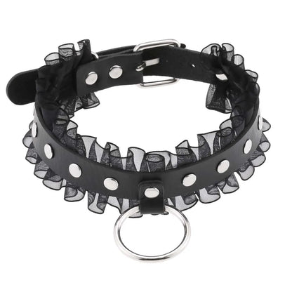สร้อยคอโชกเกอร์ BDSM สไตล์พังค์สำหรับผู้ชาย สร้อยคอหนังสังเคราะห์โกธิค โซ่คาดตัวสำหรับผู้หญิง