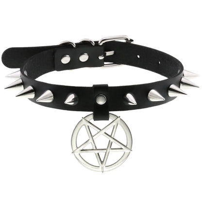สร้อยคอโชกเกอร์ BDSM สไตล์พังค์สำหรับผู้ชาย สร้อยคอหนังสังเคราะห์โกธิค โซ่คาดตัวสำหรับผู้หญิง