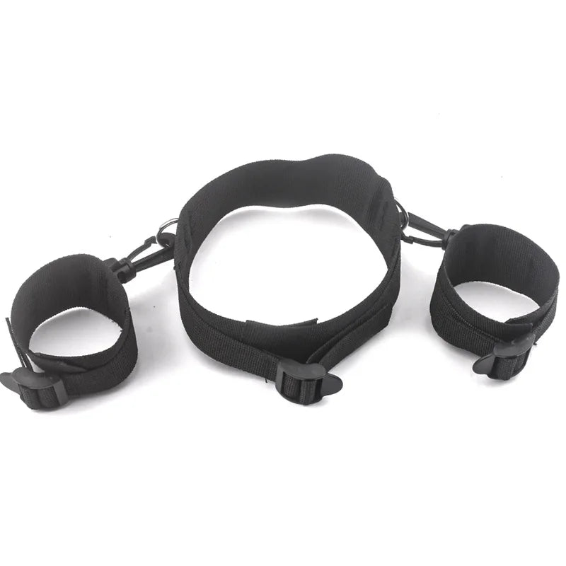BDSM ปลอกคอตรึงกุญแจมือแบบปรับได้ ตัวล็อก กุญแจมือไนลอน ของเล่นทางเพศสำหรับทาส SM ของเล่นผู้ใหญ่ 18+ ชุดเครื่องมือเกมสำหรับผู้ใหญ่ ร้านค้าเซ็กซ์ทอย