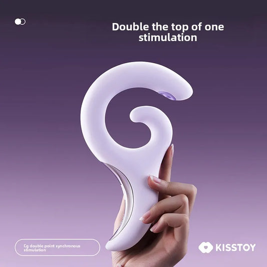 KISSTOY เครื่องกระตุ้น G-spot แบบสั่น เครื่องช่วยตัวเองสำหรับผู้หญิงแบบหัวคู่ ของเล่นผู้ใหญ่สำหรับการสำเร็จความใคร่ กระตุ้นสองจุด ปุ่มรับรู้แรงกด