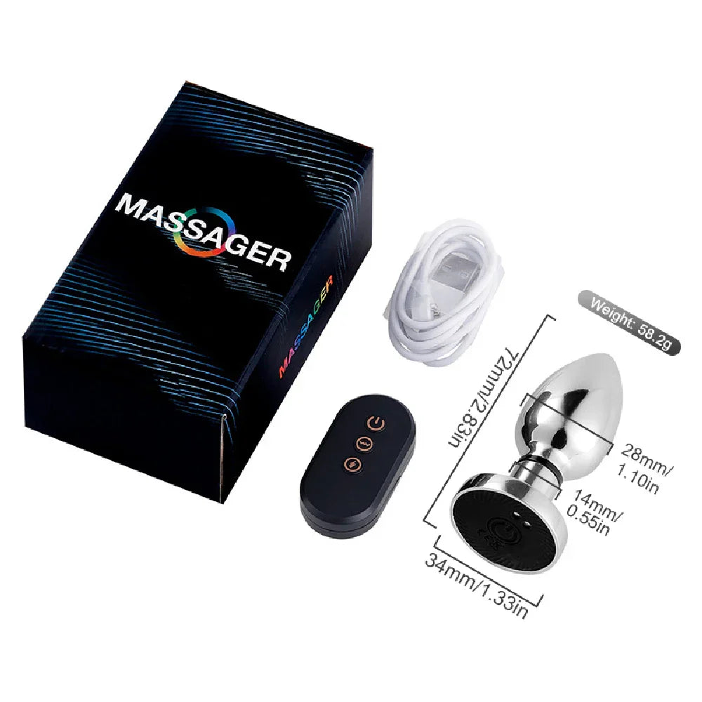 Electroshock Anal Vibrator กระแสไฟฟ้าขนาดเล็ก เครื่องกระตุ้น รีโมทควบคุมปลั๊กทวารนวดต่อมลูกหมาก ของเล่นผู้ใหญ่สำหรับชายและหญิงทางทวารหนัก