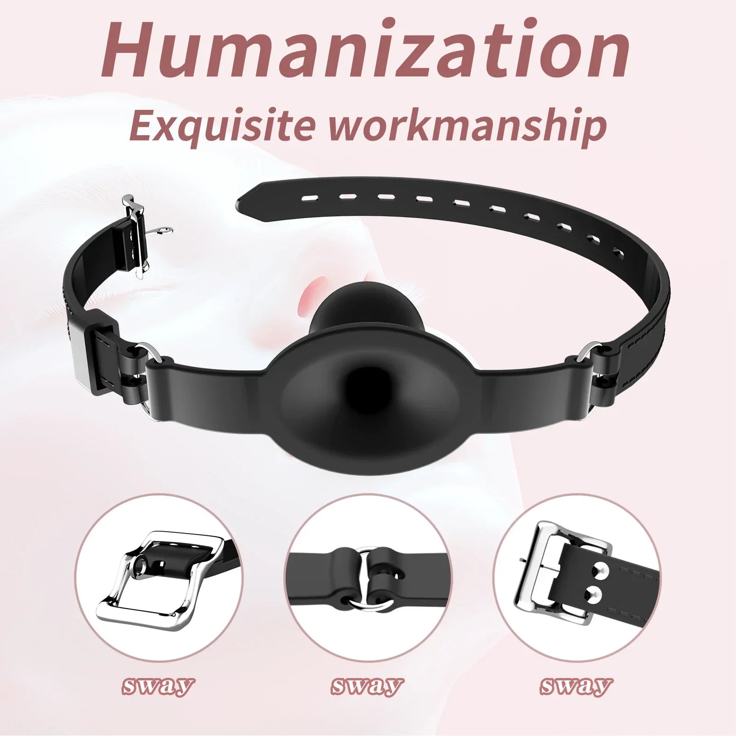 ที่อุดปากซิลิโคนแบบใหม่ BDSM ที่อุดปากลูกบอลระบายอากาศได้ เข็มขัดปรับได้ อุปกรณ์สำหรับผู้ใหญ่ เกมสำหรับผู้ใหญ่ ของเล่นทางเพศสำหรับคู่รัก ของเล่นสวมบทบาท ร้านขายของเล่นทางเพศ