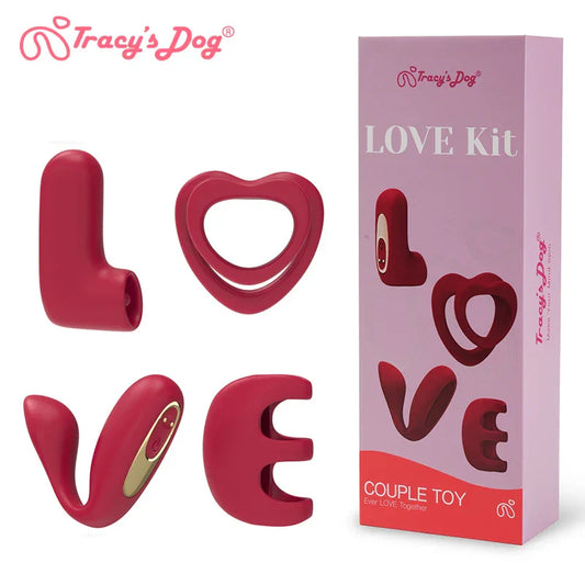 ชุดอุปกรณ์เครื่องสั่นสุนัขของ Tracy หัวสั่นถอดได้ 4 อุปกรณ์ซิลิโคน ของเล่นทางเพศสำหรับผู้ใหญ่ควบคุมด้วยรีโมท สำหรับผู้หญิงและคู่รัก