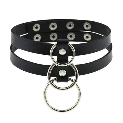 สร้อยคอโชกเกอร์ BDSM สไตล์พังค์สำหรับผู้ชาย สร้อยคอหนังสังเคราะห์โกธิค โซ่คาดตัวสำหรับผู้หญิง