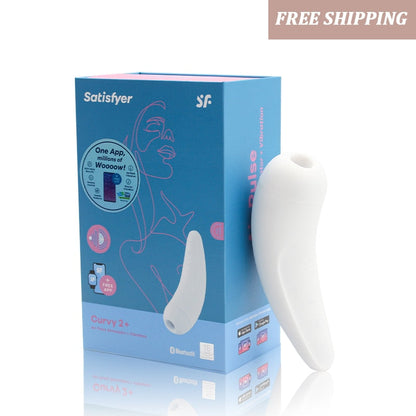 Satisfyer CURVY 2 + เครื่องสั่นควบคุมผ่านแอป เครื่องสั่นดูดปุ่มกระสันสำหรับผู้หญิง ของเล่นทางเพศสำหรับปุ่มกระสันและหัวนม UYO